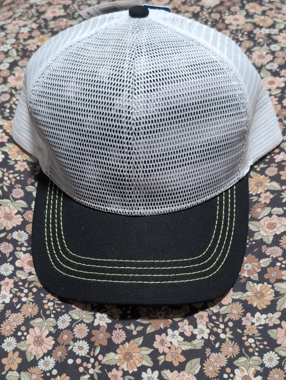 Men's White Mesh Trucker Cap with Black Bill
